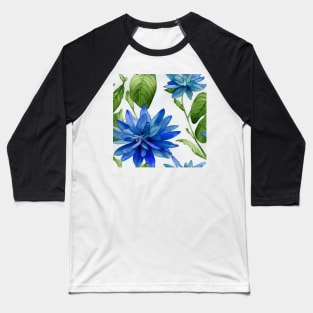 Blue watercolor leaves pattern Baseball T-Shirt